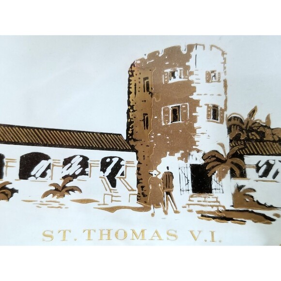 Vintage Bluebeard's Castle St. Thomas VI Ash Tray Souvenir Trinket Dish NOS NIB - Picture 2 of 3